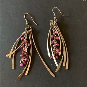 Gold & purple dangle earrings